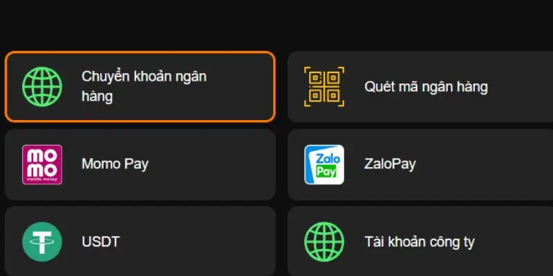 Đa dạng các phương thức chuyển tiền vào ví cược